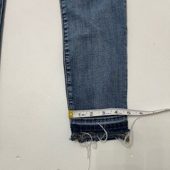 GAP high waisted rise true skinny raw hem distressed patch denim blue jeans 26 - Picture 6 of 11